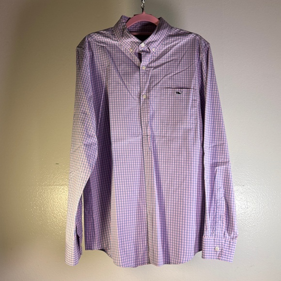 Vineyard Vines Slim Fit Tucker Shirt | Pink & Blue Gingham | Size Medium - Picture 3 of 5